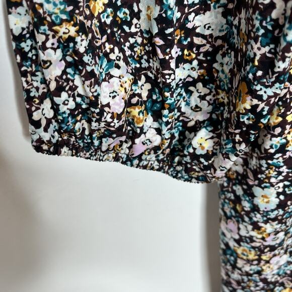 Torrid Floral Print Tiered Faux Wrap Dress Burgundy Womens 2X Wedding Guest Fall - Picture 6 of 10